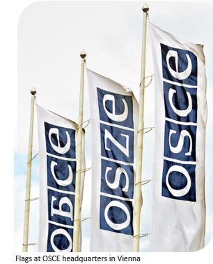 Flags at OSCE headquarters in Vienna